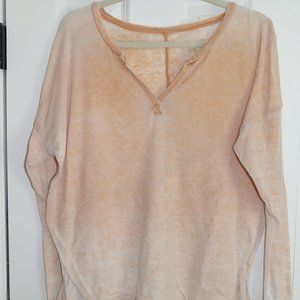 Yellow semi sheer V neck